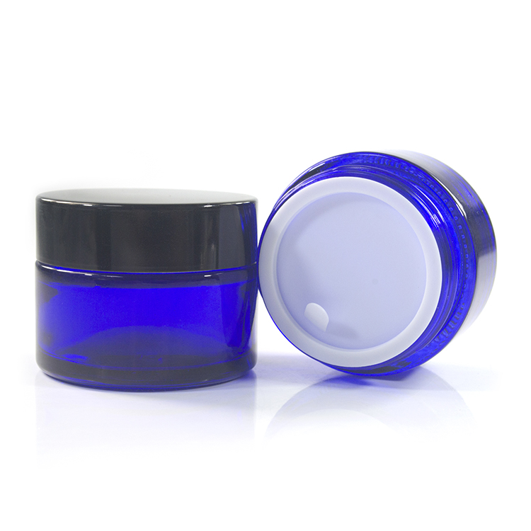 Hot sale popular product 15g 20g 30g 50g amber green clear blue glass cosmetic cream jar with aluminum lid