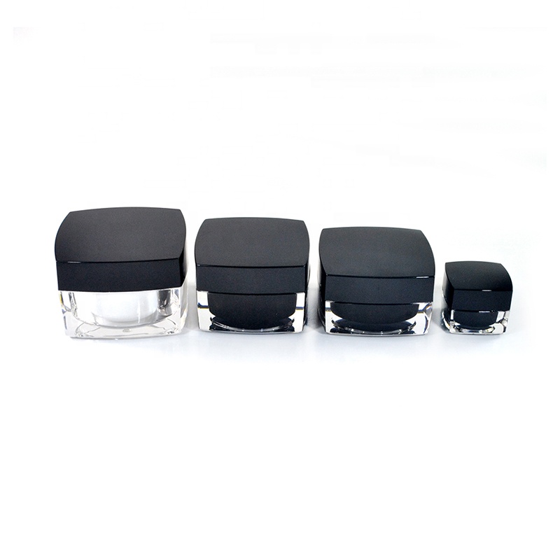 Hot sale product 5g 10g 15g 30g 50g black liner square shape liner color customized square acrylic cream jar