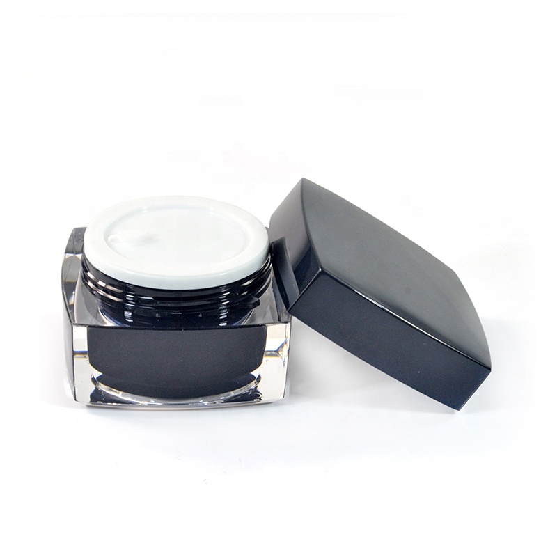 Hot sale product 5g 10g 15g 30g 50g black liner square shape liner color customized square acrylic cream jar