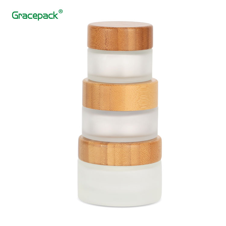 Hot sale proper price frosted glass jar bamboo lid, bamboo jar