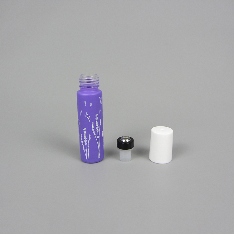 Hot sale rainbow color frosted red yellow blue green 10ml glass essential oil perfume roll on bottles