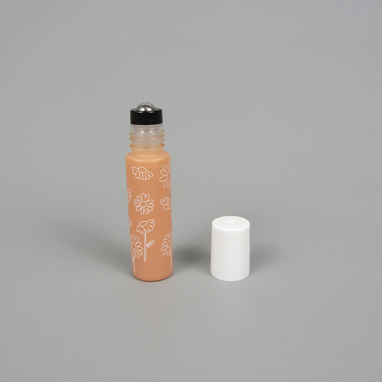 Hot sale rainbow color frosted red yellow blue green 10ml glass essential oil perfume roll on bottles