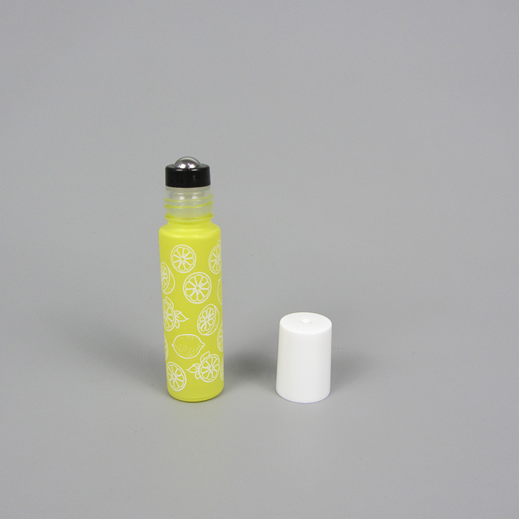 Hot sale rainbow color frosted red yellow blue green 10ml glass essential oil perfume roll on bottles