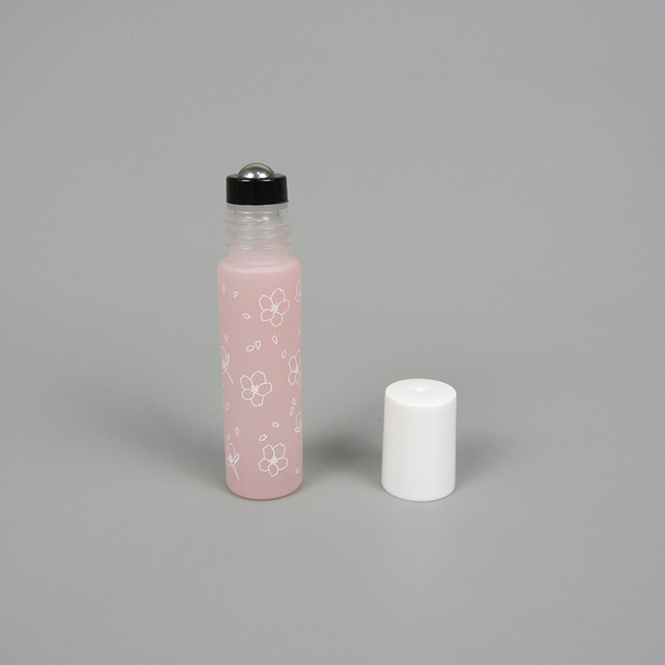 Hot sale rainbow color frosted red yellow blue green 10ml glass essential oil perfume roll on bottles