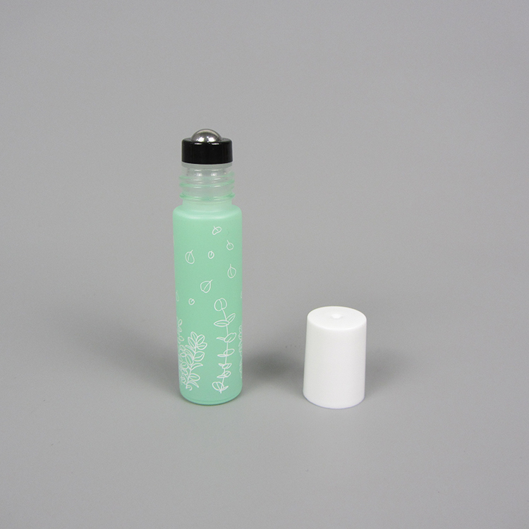 Hot sale rainbow color frosted red yellow blue green 10ml glass essential oil perfume roll on bottles