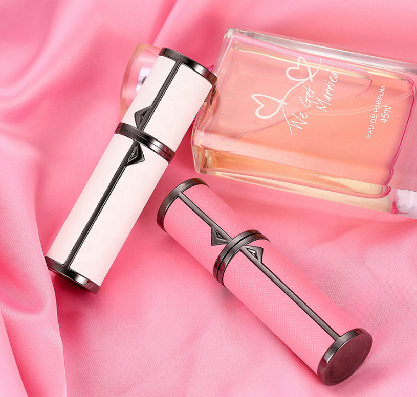 Hot sale refillable 5ml portable mini leather container travel perfume bottle cosmetic spray packaging perfume atomizer