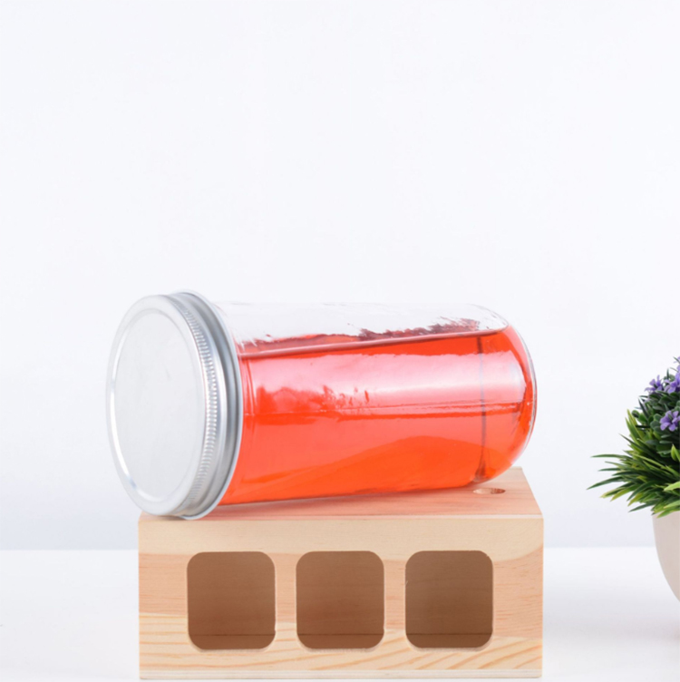 Hot sale reusable wide mouth boba tea jar 24oz 650ml bubble tea glass mason jar with metal lid and whole
