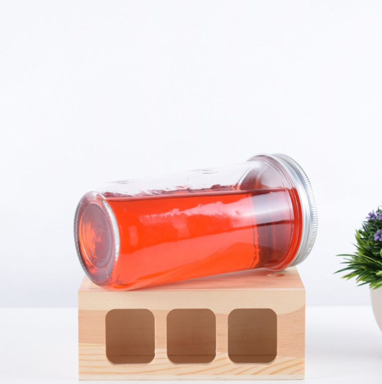 Hot sale reusable wide mouth boba tea jar 24oz 650ml bubble tea glass mason jar with metal lid and whole
