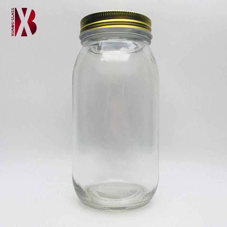 Hot sale round shape 750 ml mango butter glass jar with metal lid