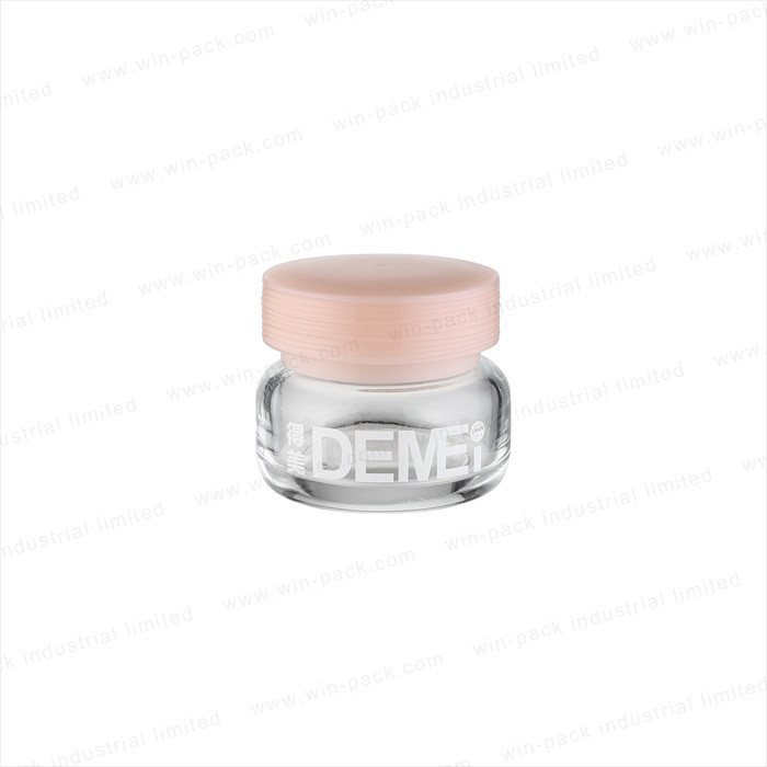 Hot sale round shape glass toner bottle and 50g jar transparent pink color glass container and glass round shape jar