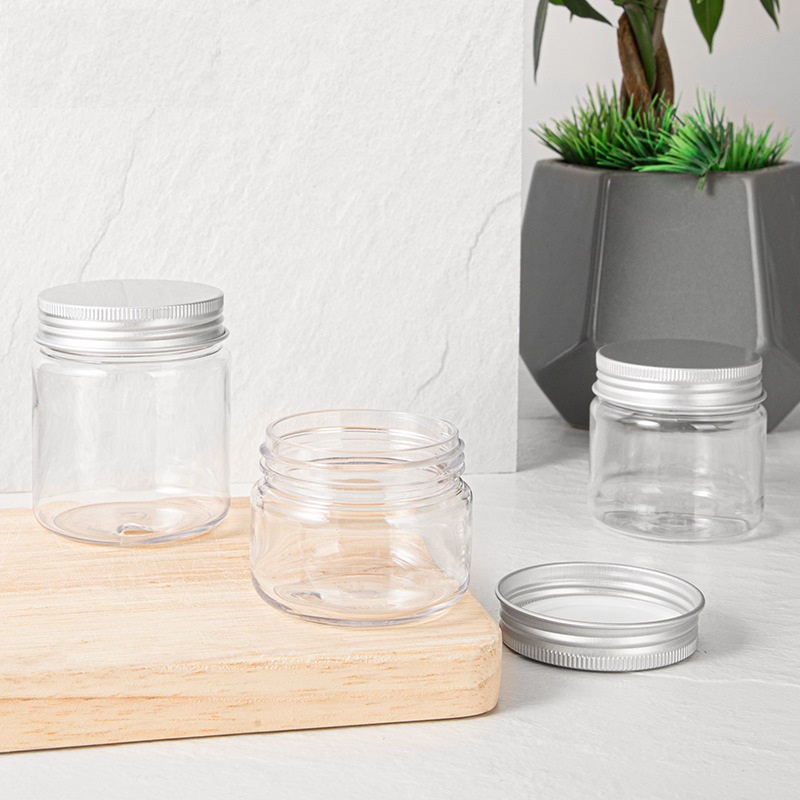 Hot sale screen printing customized cheap plastic 4oz cosmetic jar with straight side black screw top lids