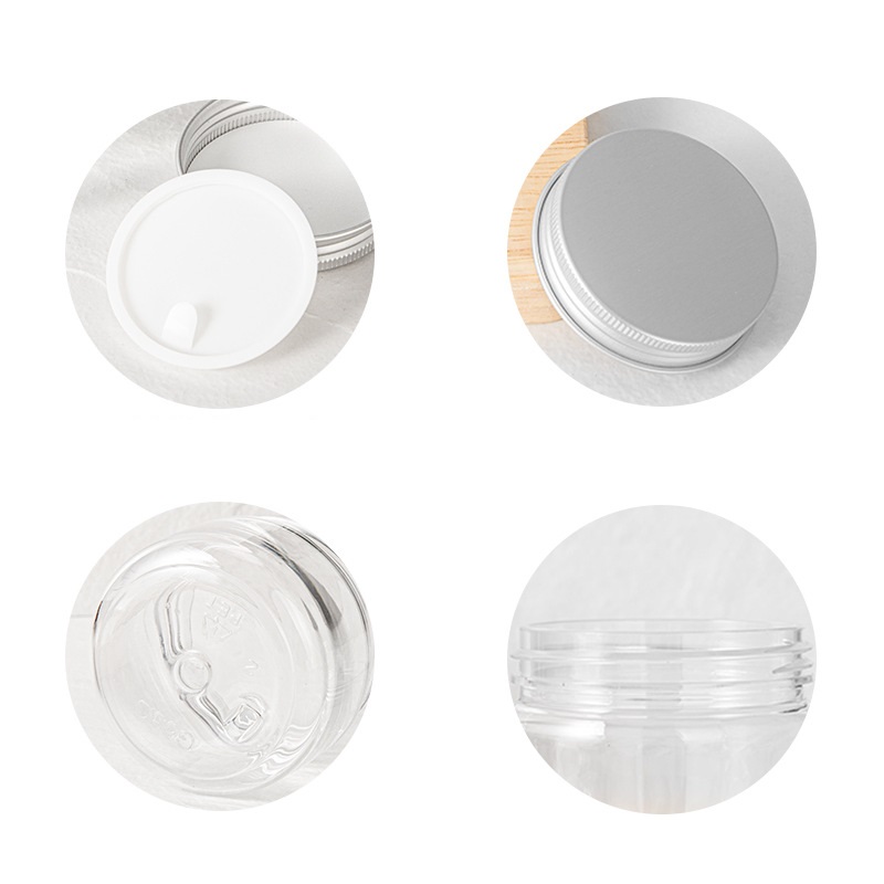 Hot sale screen printing customized cheap plastic 4oz cosmetic jar with straight side black screw top lids