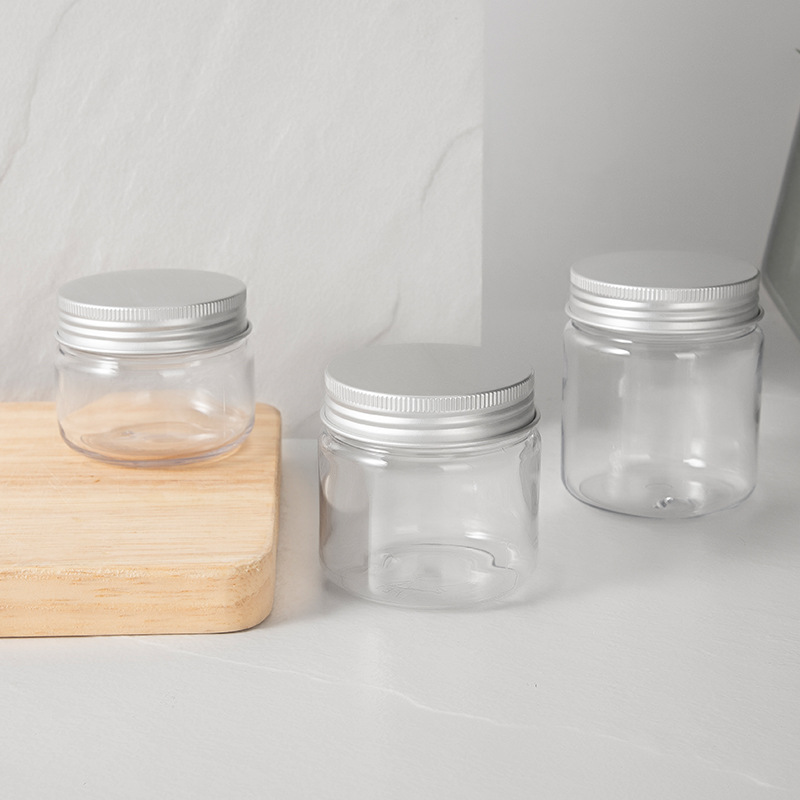 Hot sale screen printing customized cheap plastic 4oz cosmetic jar with straight side black screw top lids