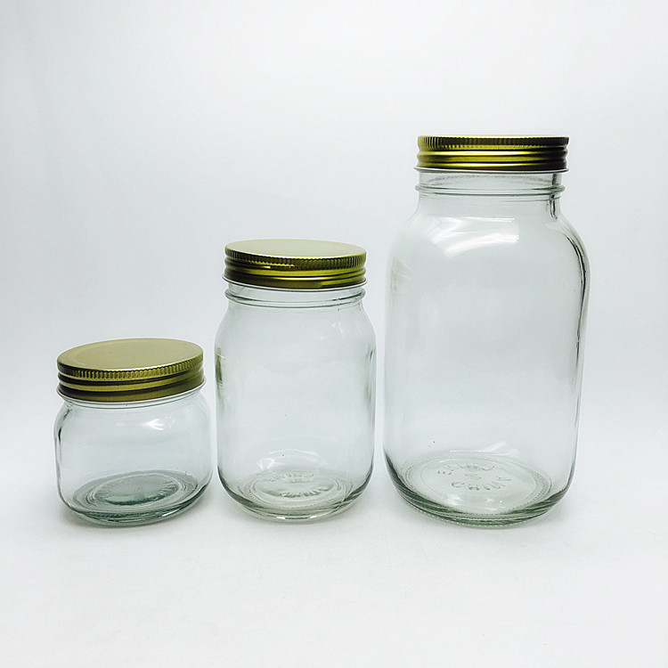 Hot sale small mason jars in bulk glass jar with airtight lid 8 oz mason jars clear glass
