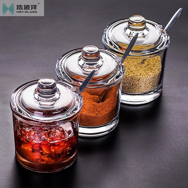 Hot sale spice salt pepper glass jar with glass lid for kitchen 180ml