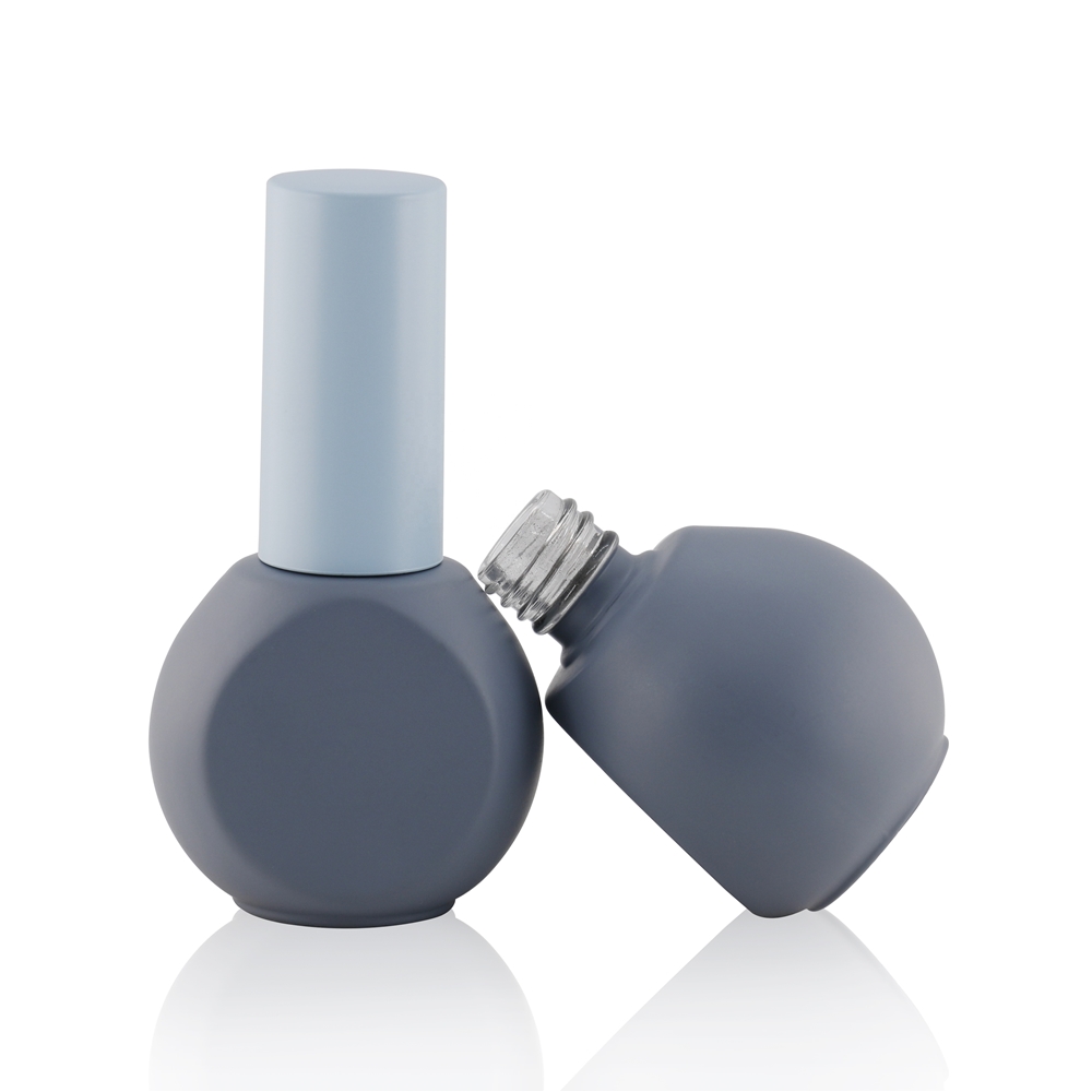 Hot sale square shape 12ml yellow color spray matte glass material nail gel polish bottle with electroplating cap