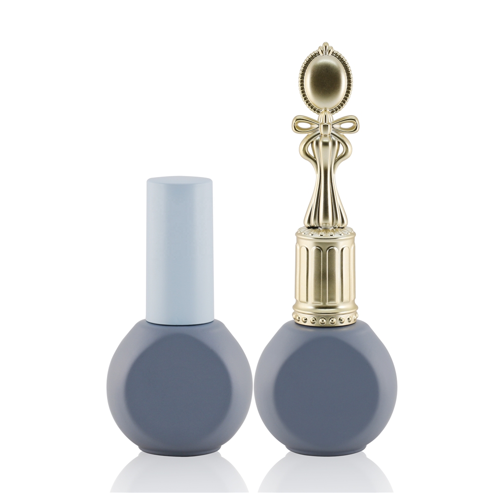 Hot sale square shape 12ml yellow color spray matte glass material nail gel polish bottle with electroplating cap