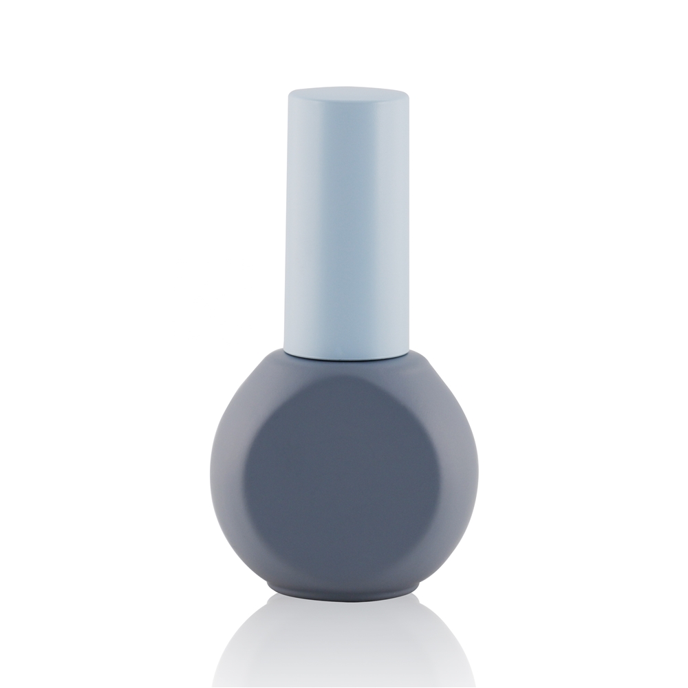 Hot sale square shape 12ml yellow color spray matte glass material nail gel polish bottle with electroplating cap