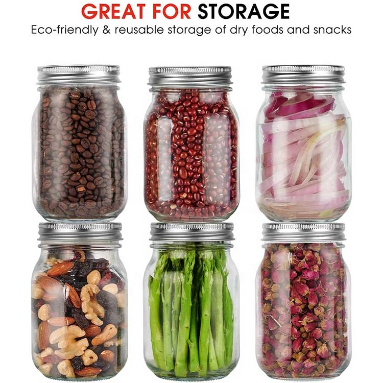 Hot sale wide mouth 8 oz Glass Mason Jar with sliver metal Lid for storage Jam Honey Canning spices
