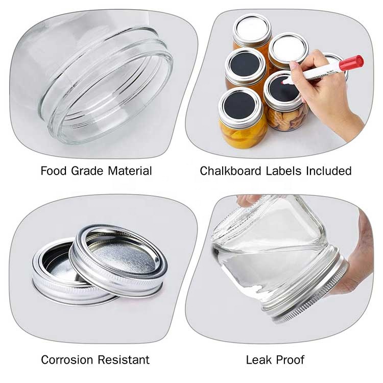 Hot sale wide mouth 8 oz Glass Mason Jar with sliver metal Lid for storage Jam Honey Canning spices