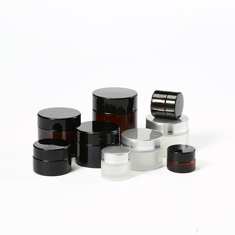 Hot sale wide mouth glass jars custom face cream glass jar amber jars