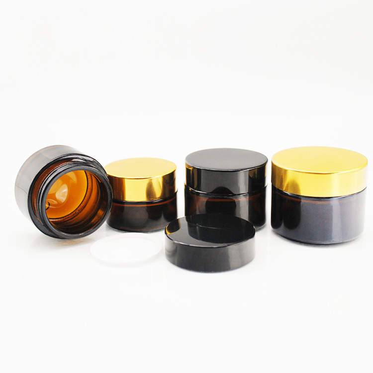 Hot sale wide mouth glass jars custom face cream glass jar amber jars