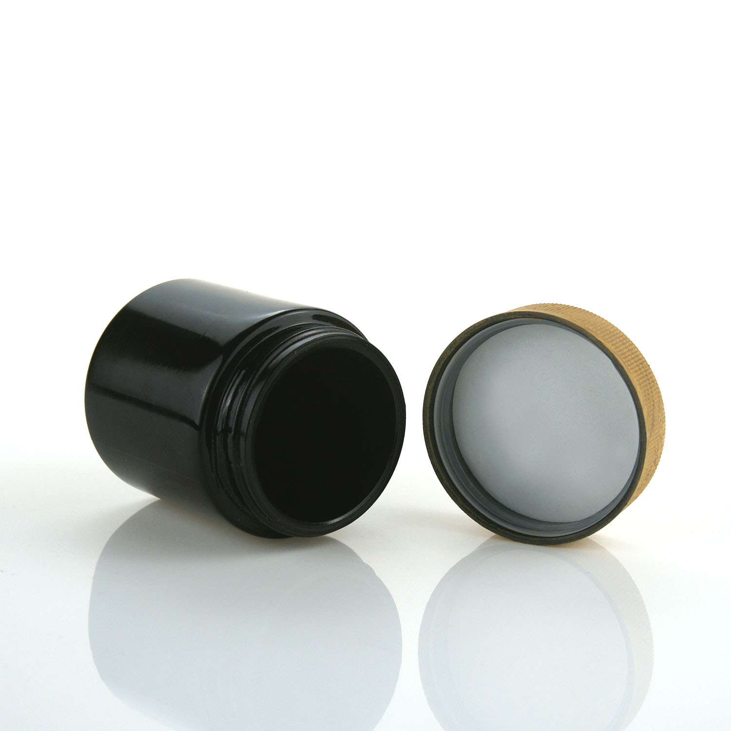 Hot sale wood pattern cap child resistant black packing bottle hemp glass jar