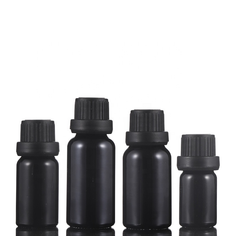 Hot sales 5ml 10ml 15ml 20ml 30ml 50ml 100ml Black Essential oil Glass Bottles With Screw cap