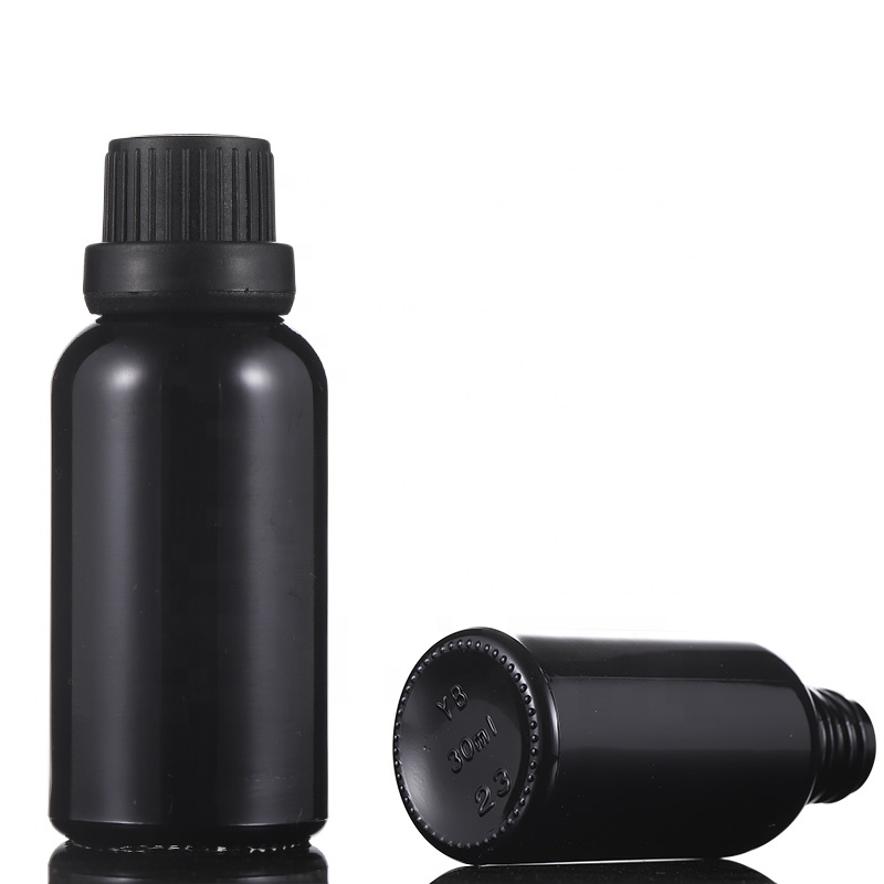 Hot sales 5ml 10ml 15ml 20ml 30ml 50ml 100ml Black Essential oil Glass Bottles With Screw cap