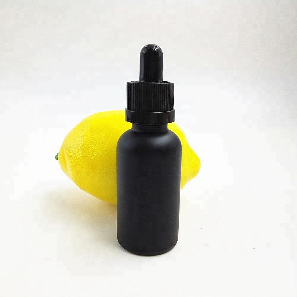 Hot sales 5ml 10ml 15ml 20ml 30ml 50ml 100ml Matte Black Frosted Beard Oil Glass Dropper Bottles With Childproof Cap