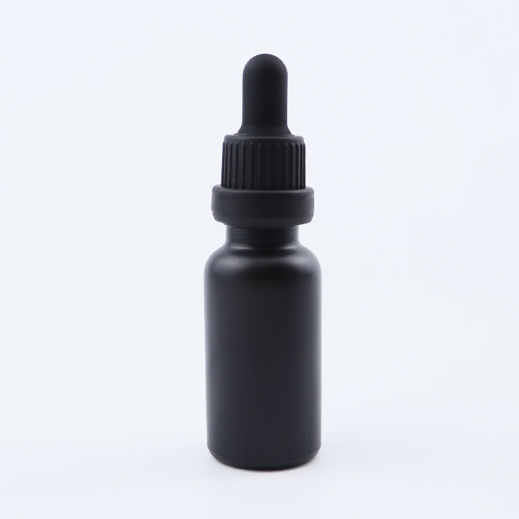 Hot sales 5ml 10ml 15ml 20ml 30ml 50ml 100ml Matte Black Frosted Beard Oil Glass Dropper bottle with black lid