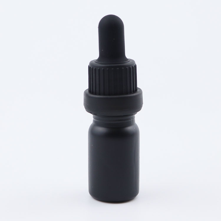 Hot sales 5ml 10ml 15ml 20ml 30ml 50ml 100ml Matte Black Frosted Beard Oil Glass Dropper bottle with black lid