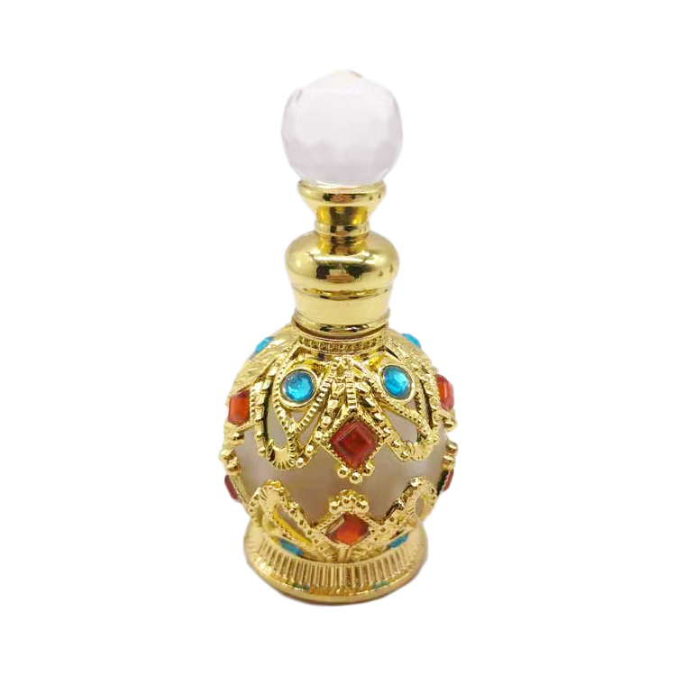 Hot sales Arabic Style Zinc Metal Bottle 15ML Oil Perfume Bottle
