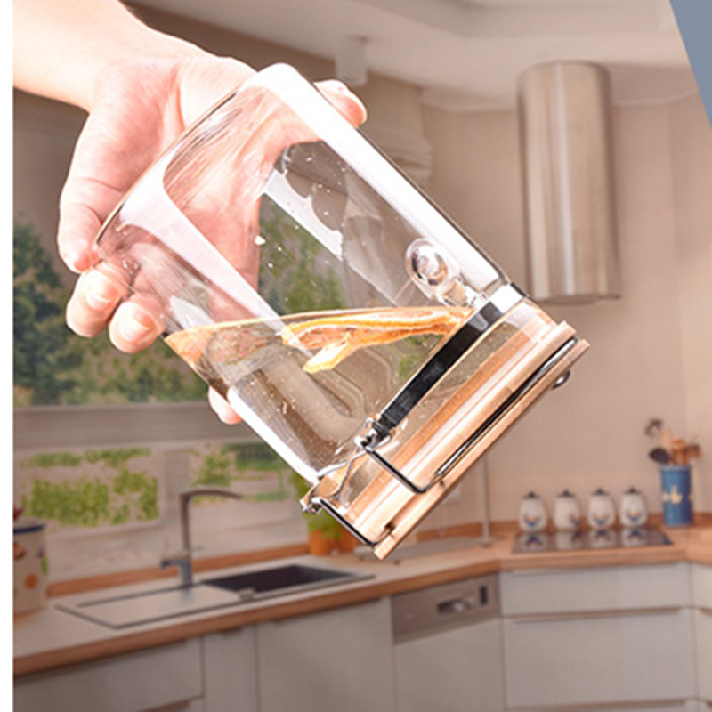 Hot sales big size borosilicate glass storage jar with wooden lid