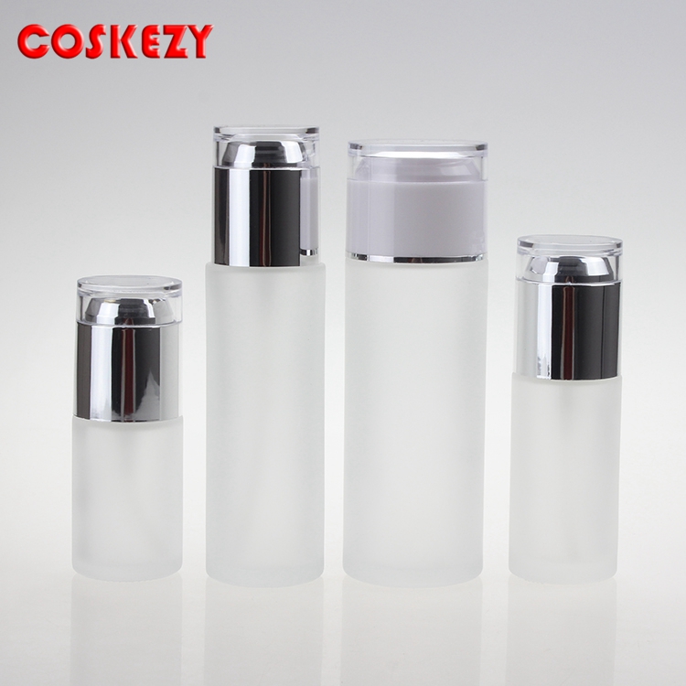 Hot sales cosmetics clear frosted glass cream jar aluminum cap serum jars cheap