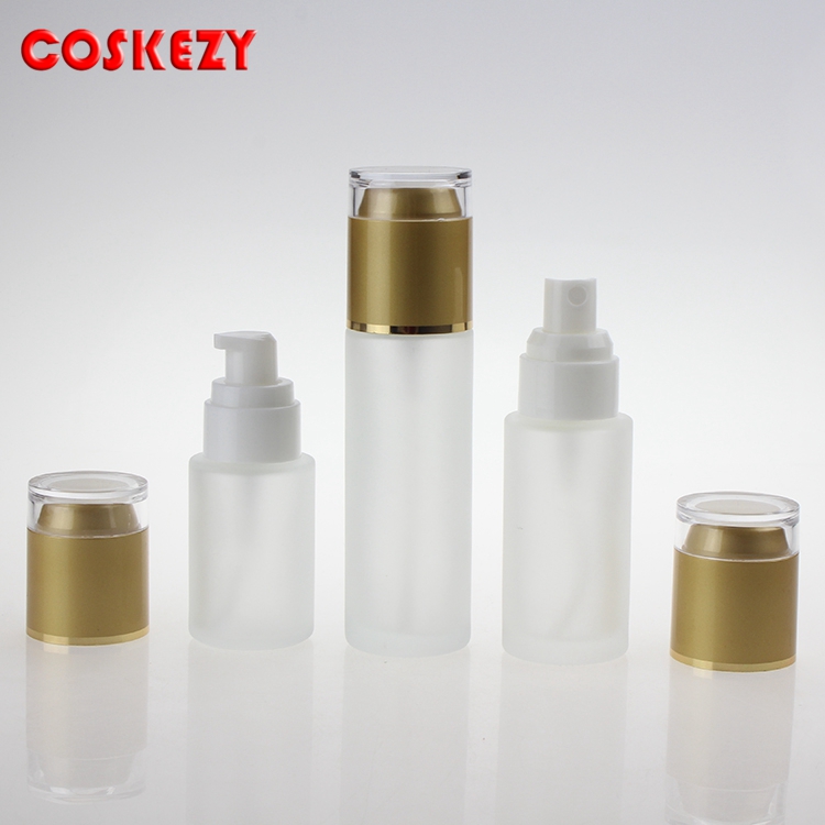 Hot sales cosmetics clear frosted glass cream jar aluminum cap serum jars cheap