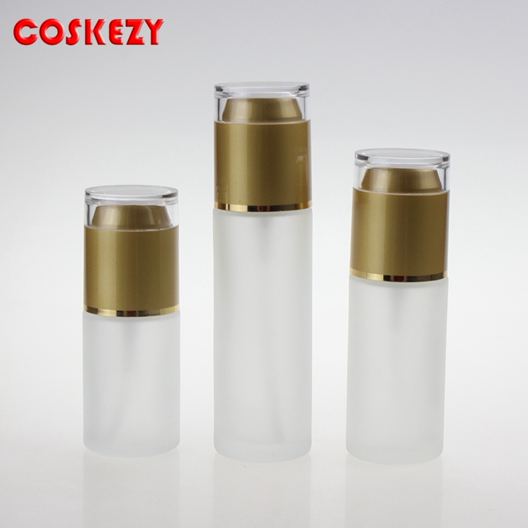 Hot sales cosmetics clear frosted glass cream jar aluminum cap serum jars cheap