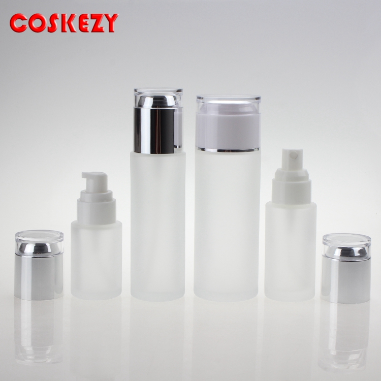Hot sales cosmetics clear frosted glass cream jar aluminum cap serum jars cheap