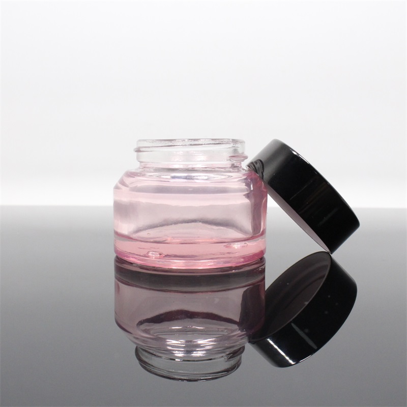 Hot sales empty 15g 30g 50g pink color inclined shoulder face cream container jar for sale envase cosmetico vidrio