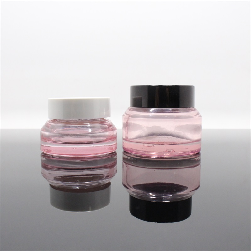 Hot sales empty 15g 30g 50g pink color inclined shoulder face cream container jar for sale envase cosmetico vidrio