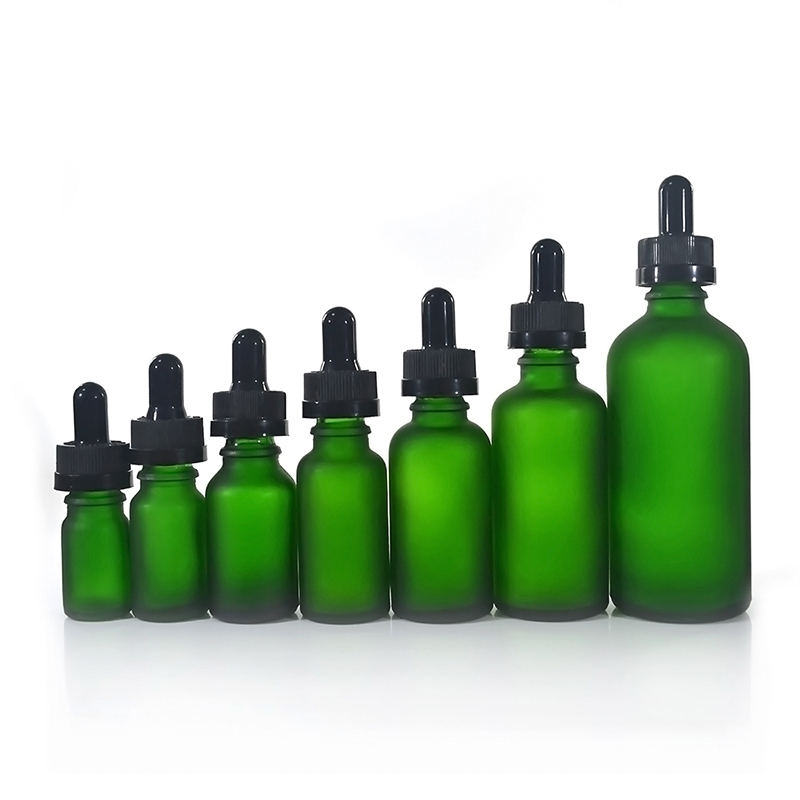 Hot sales essential oil glass bottle 5ml 10ml 15ml 20ml 30ml 50ml 100ml frosted glass dropper bottle with tamper childproof lid