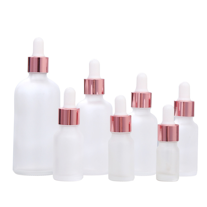 Hot sales frosted glass dropper bottle 15ml with pink cap