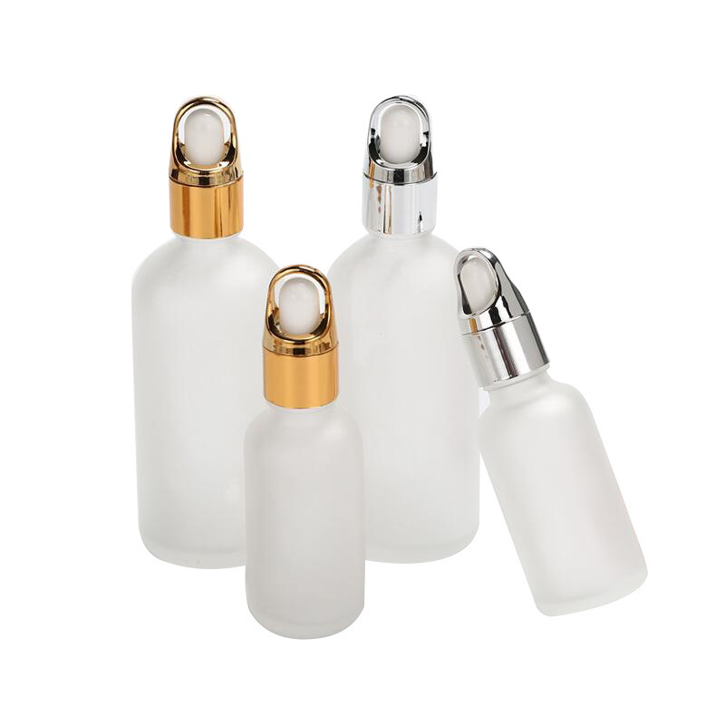 Hot sales frosted glass dropper bottle 15ml with pink cap