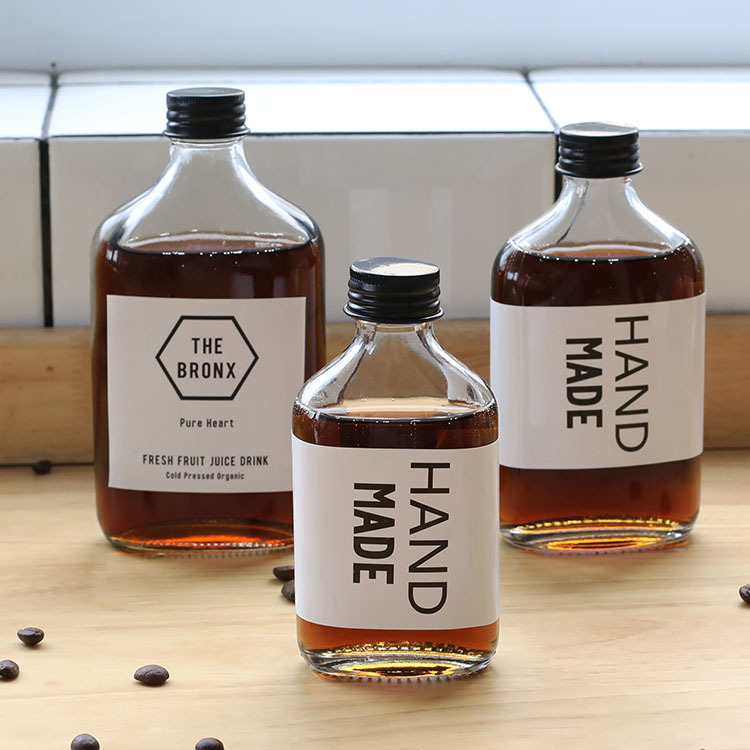 Hot sell 100ml 200ml 250ml 350ml juice beverage coffee fruit milk tea empty wine glass bottle with aluminum cap