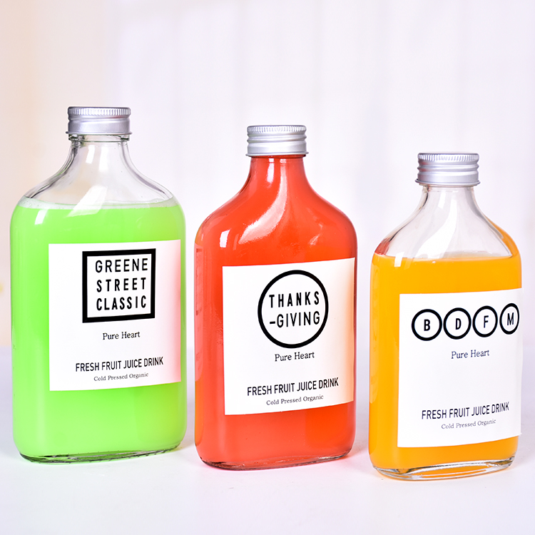 Hot sell 100ml 200ml 250ml 350ml juice beverage coffee fruit milk tea empty wine glass bottle with aluminum cap