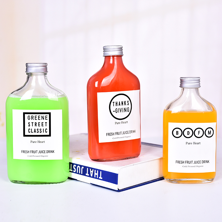 Hot sell 100ml 200ml 250ml 350ml juice beverage coffee fruit milk tea empty wine glass bottle with aluminum cap