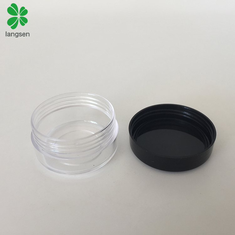 Hot sell 10g 10ml plastic clear pot jar container with black white clear pink purple green blue screw cap lid for cosmetics