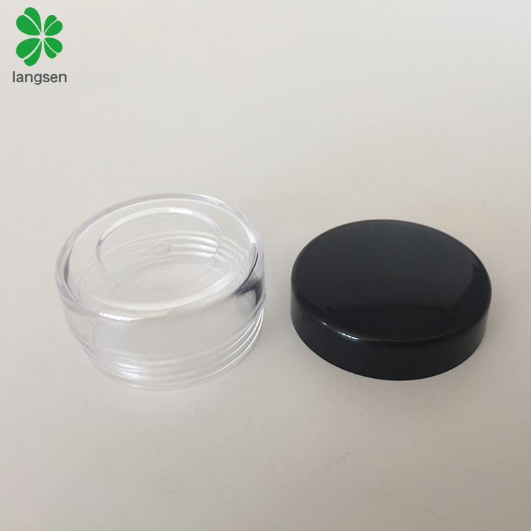 Hot sell 10g 10ml plastic clear pot jar container with black white clear pink purple green blue screw cap lid for cosmetics