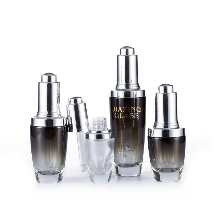 Hot sell 20 ml 30 ml 50 ml 100 ml hair oil dark glass bottle e liquid oval cosmetic dropper bottle with silver aluminum cap