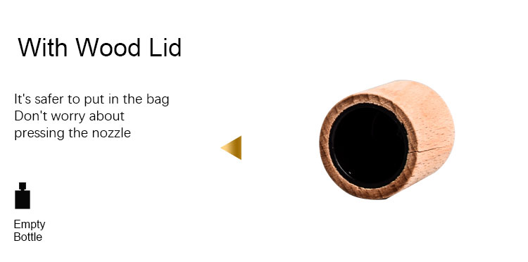 Hot sell 50ml glass perfume bottle with wood cap